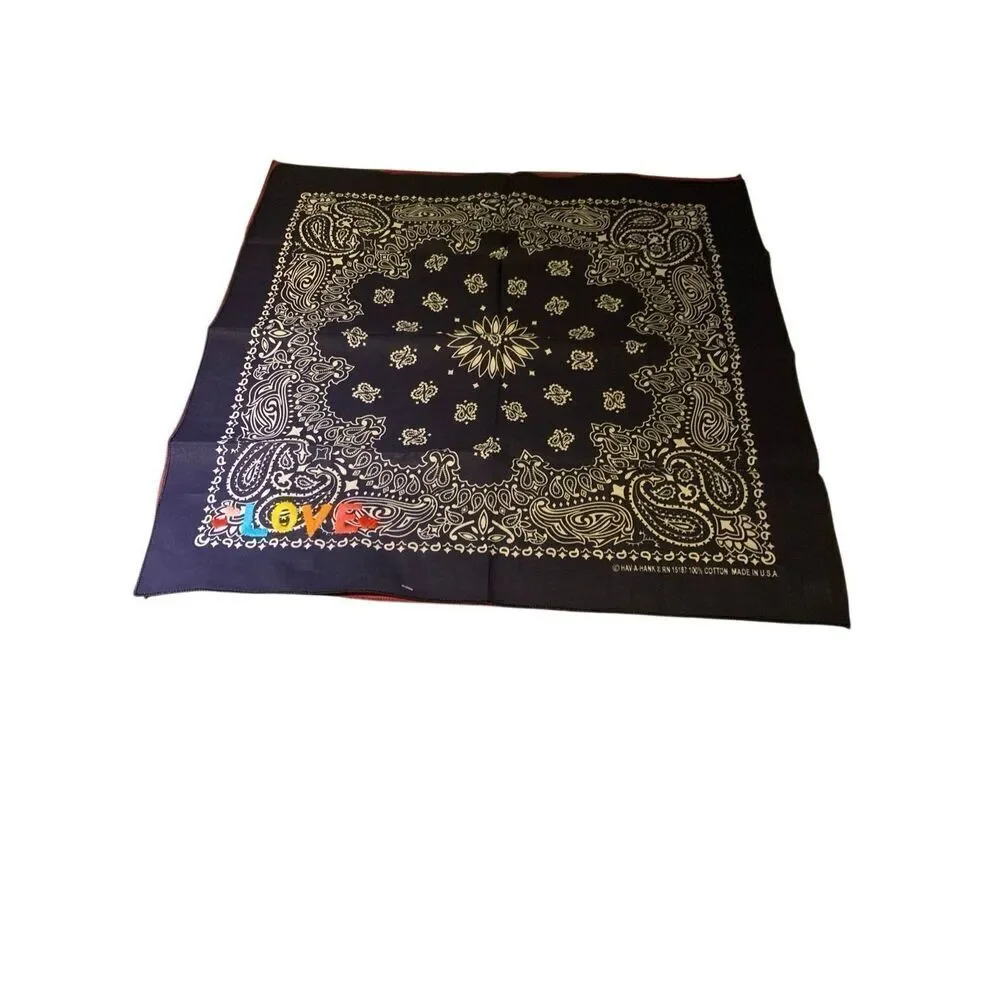 Free People Call It By Your Name Bandana Scarf Navy Paisley LOVE Embroidered NEW